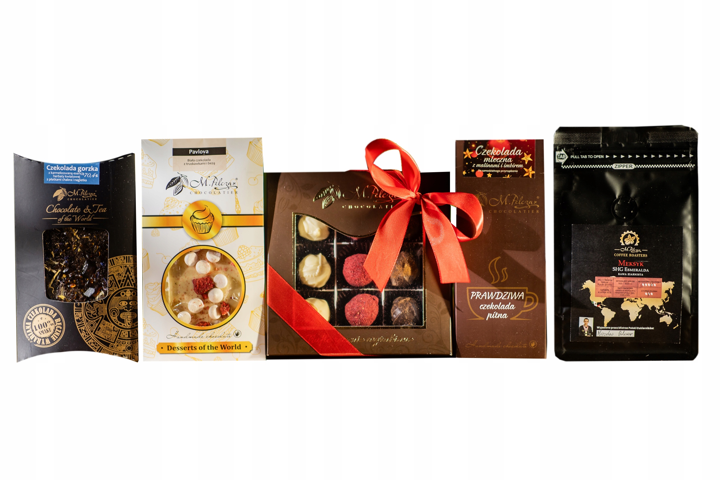 Zestaw prezentowy, trufle, kawa, czekolada pitna Boże Narodzenie