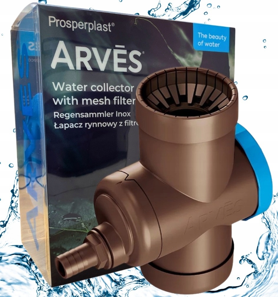 Łapacz Rynnowy do wody z Filtrem Arves ⌀68/110mm ciemny brąz RCANS13-8011
