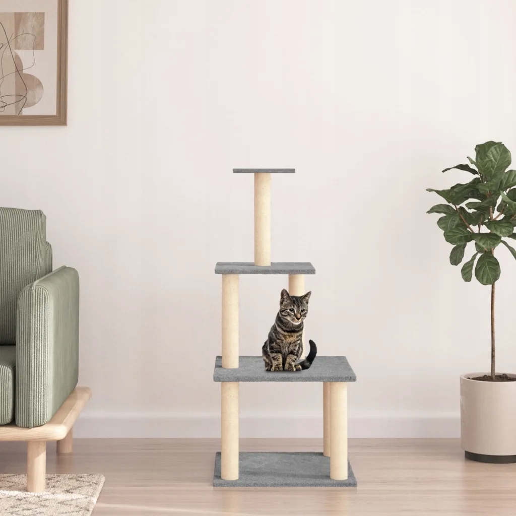 Levně Petrashop Škrabadlo pro kočky se sisalovými sloupky světle šedé 111 cm Šed