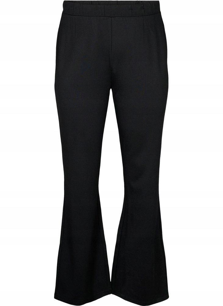 Plus Size Zizzi Elegantní Pletené Černé Kalhoty Bootcut 396VEL 56