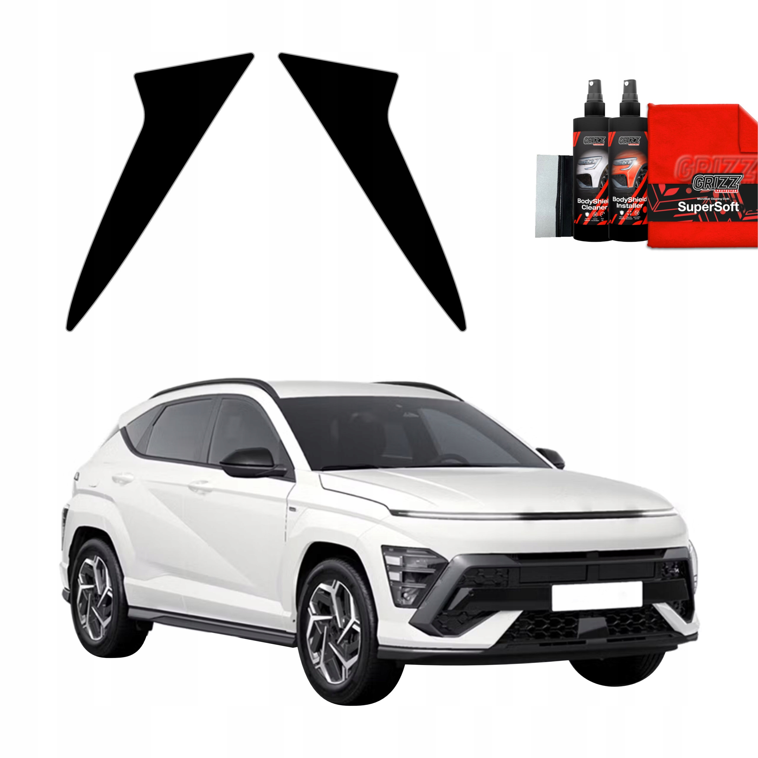 2v1 Černá fólie na sloupky pro Hyundai Kona N-Line (2023-2025)