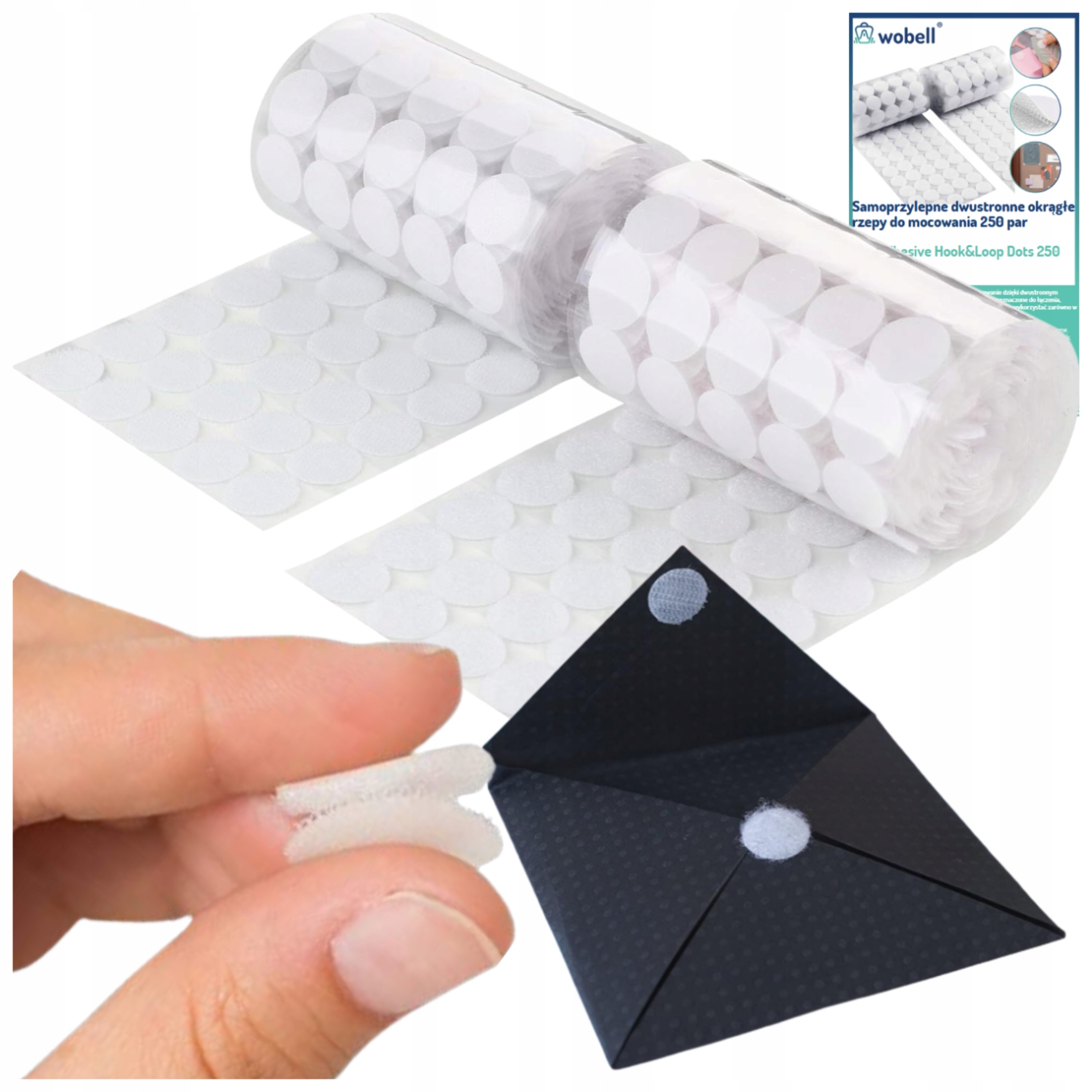 MOCNY RZEP SAMOPRZYLEPNY Z KLEJEM TAŚMA 20MM 250 KÓŁKA DO OBRAZÓW WOBELL