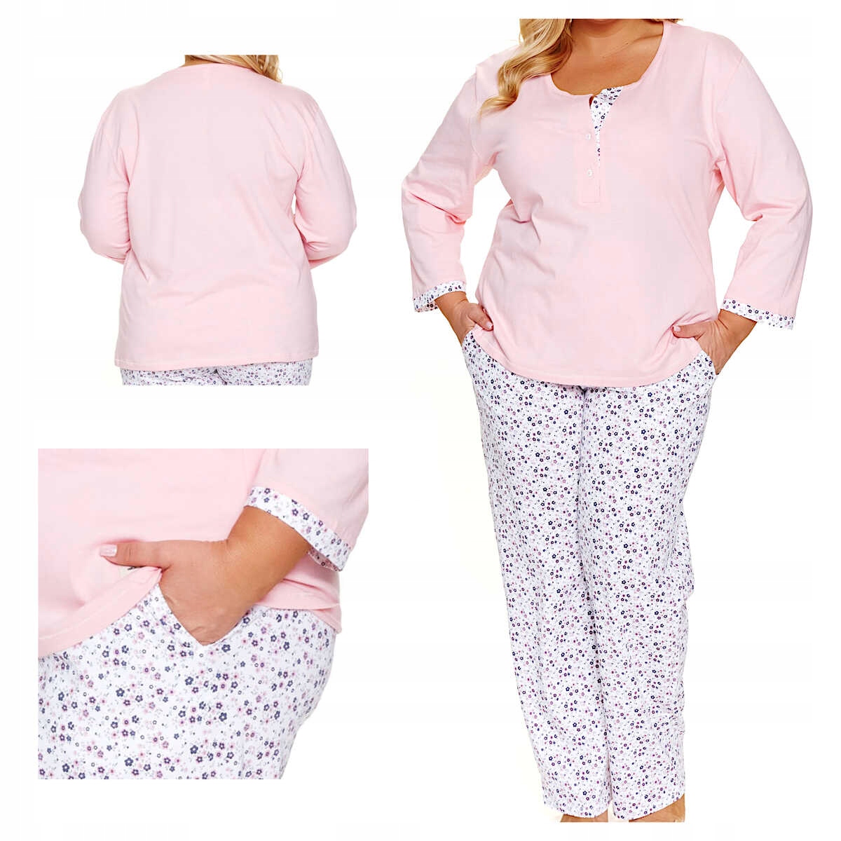 Doctor Nap Dámské bavlněné pyžamo Pb 7324 sweet pink plus 3XL