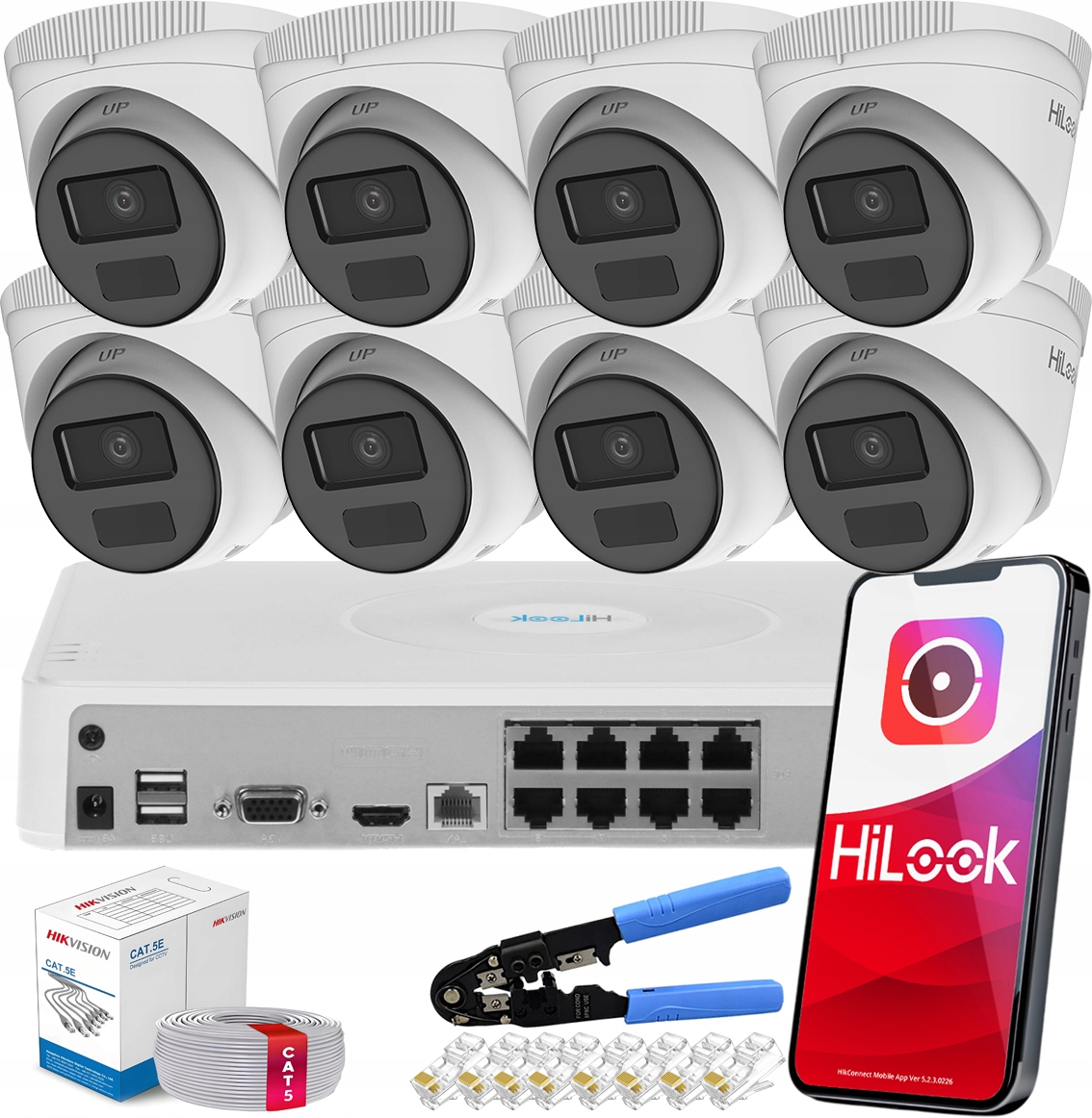 Sada 8 kamer pro venkovní monitorování IPC-T241H-C od společnosti Hikvision