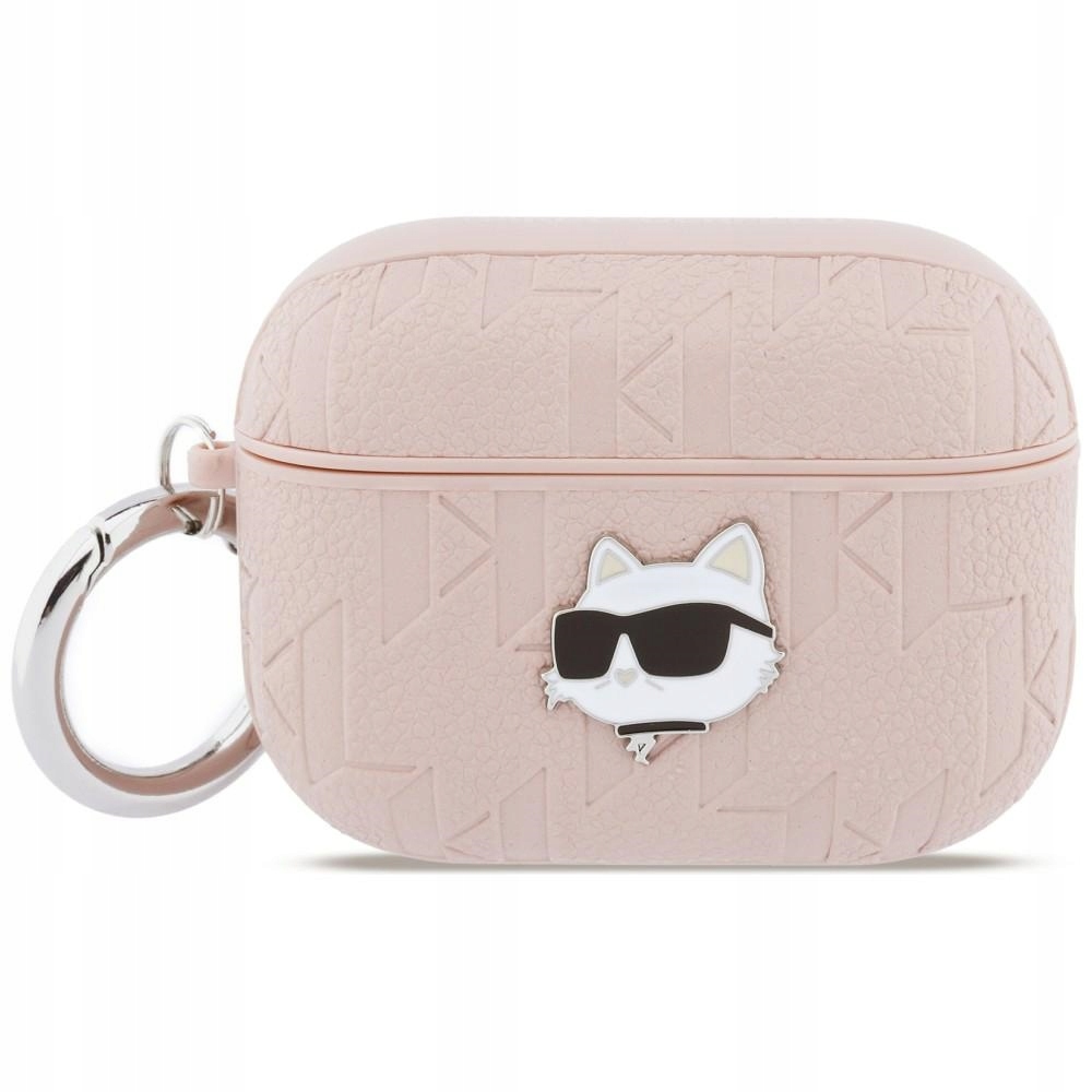 Pouzdro Karl Lagerfeld Monogram Choupette Head pro AirPods Pro 3, růžové