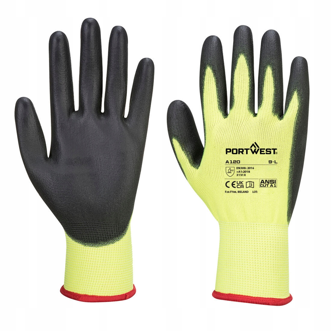 Rękawice robocze powlekane PU - Yellow/Black, XS