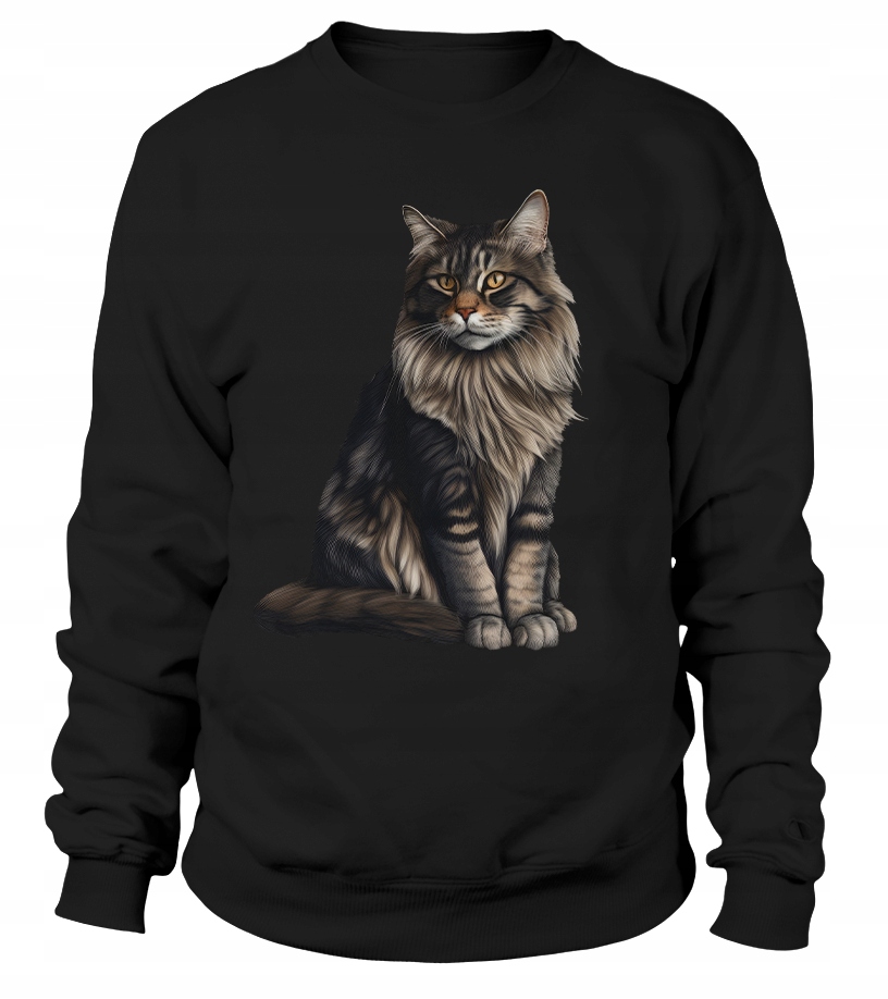 Pánská Mikina Kočka Maine Coon Černá Xs Pro něj Chlapa Manžela Chlapa