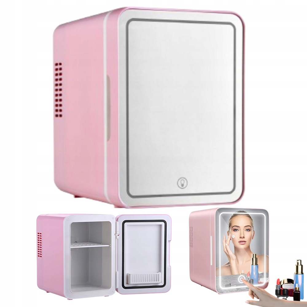 Lodówka Mini Przenośna Samochodowa Chłodziarka Kosmetyczna 4L Z Lustra Led