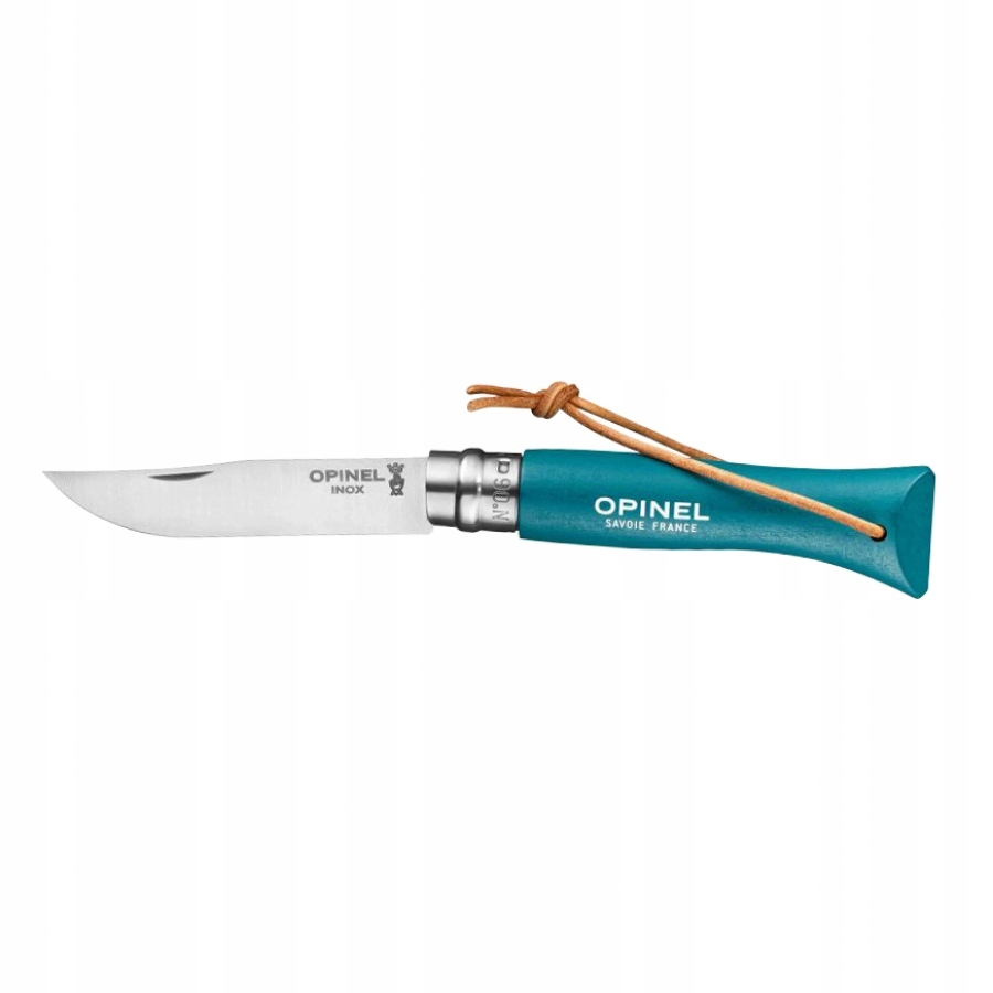 Nóż Opinel Colorama 6 Inox grab turkus rzemień