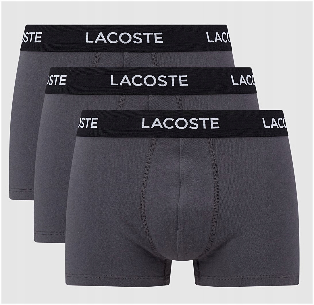 Bokserki męskie Lacoste 3PAK grafitowe z logo L