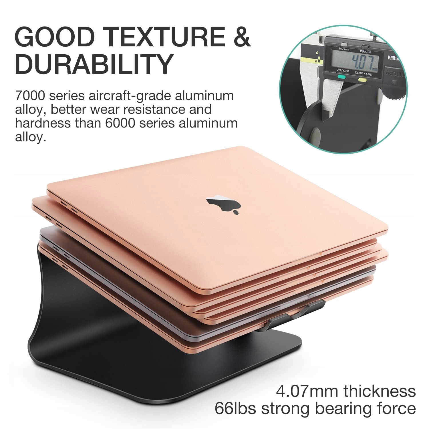 BESTAND Aluminiowy Stojak Podkładka Na Laptopa MacBook Apple Czarny — miniatura 6