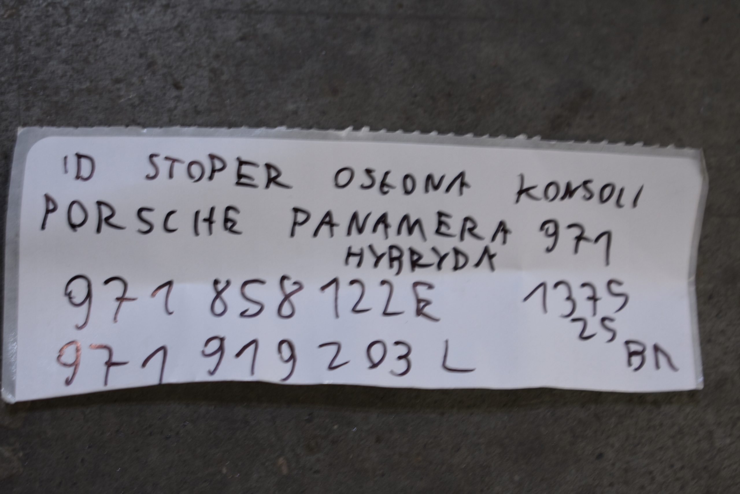 IDEALNA Blende Abdeckung konsole STOPER PORSCHE PANAMERA 971 HYBRYDA 1