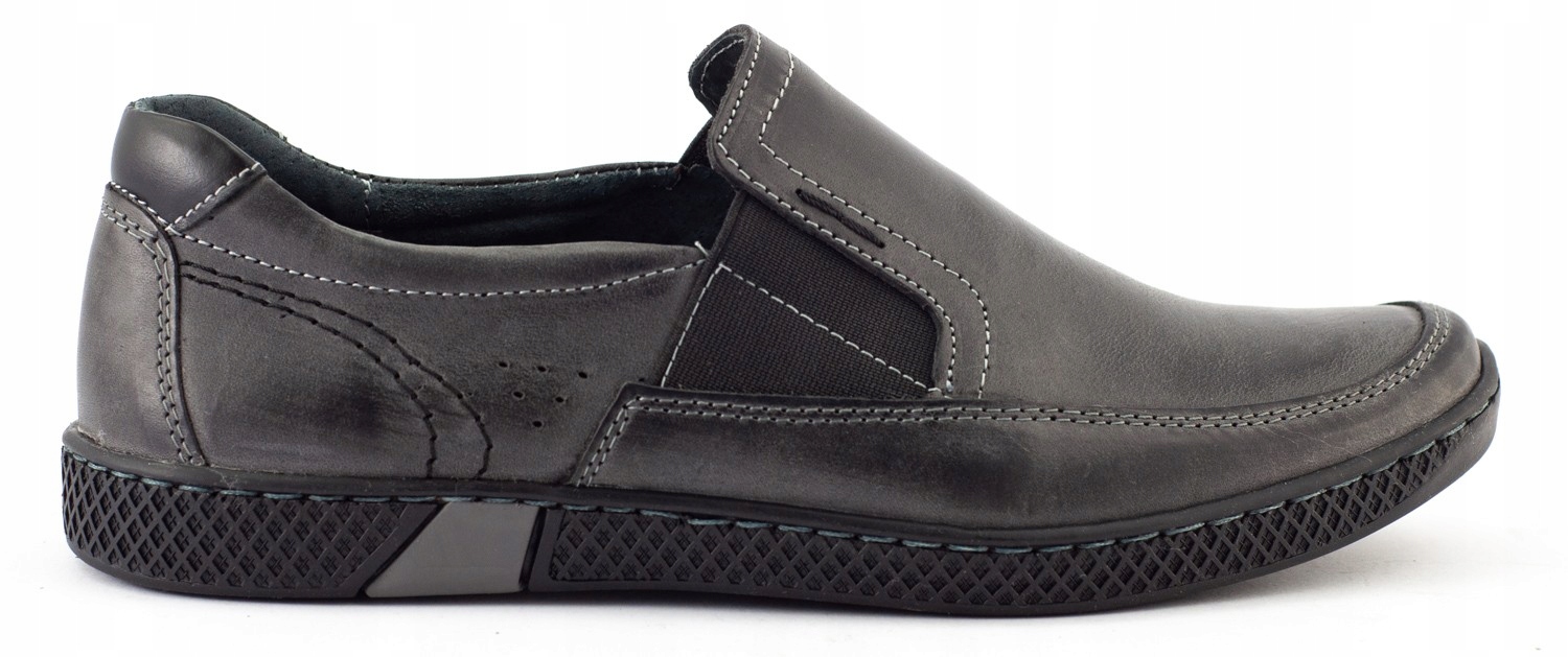 

Buty Męskie Slip On Skóra Polskie 912 Szary 40