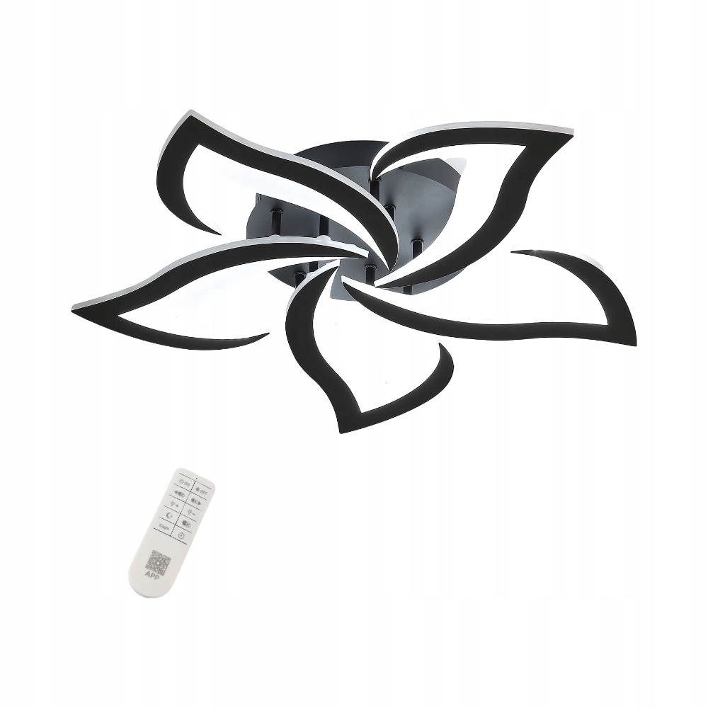 Lampa Sufitowa Led Czarny Nowoczesnay Żyrandol Z App I Pilotem 40W