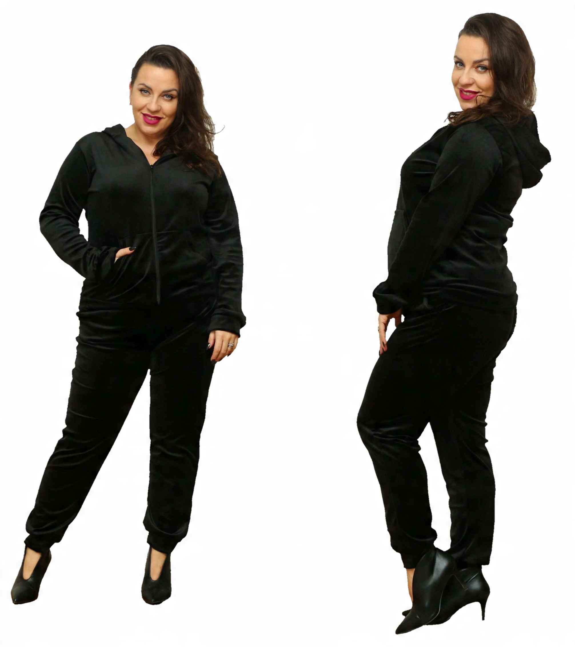 

Rozpinany Welurowy Komplet Dresowy Plus Size 2XL
