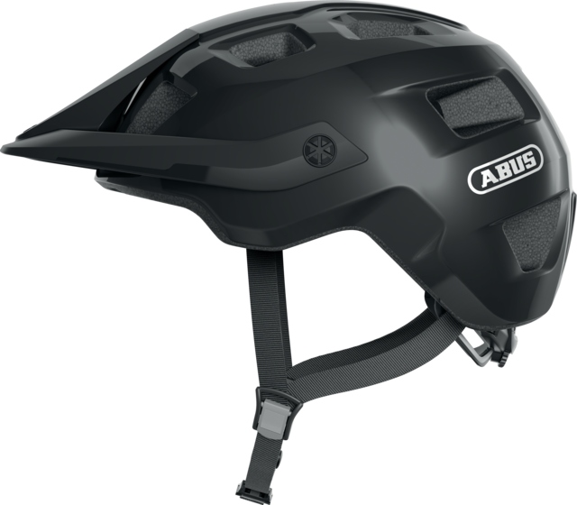 Cyklistická přilba Mtb Abus MoTrip vel. L 57-61 cm se štítkem černá lesklá 350g