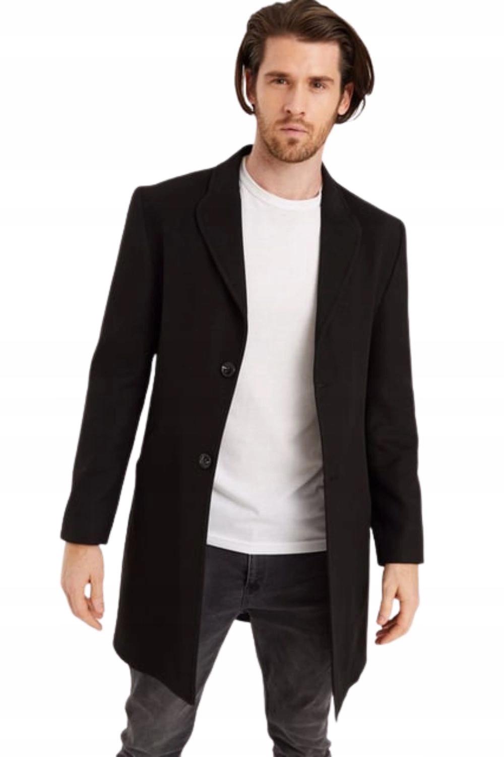 Pánský kabát Dewberry elegantní vlněný černý klasický podzim zima vel. XL