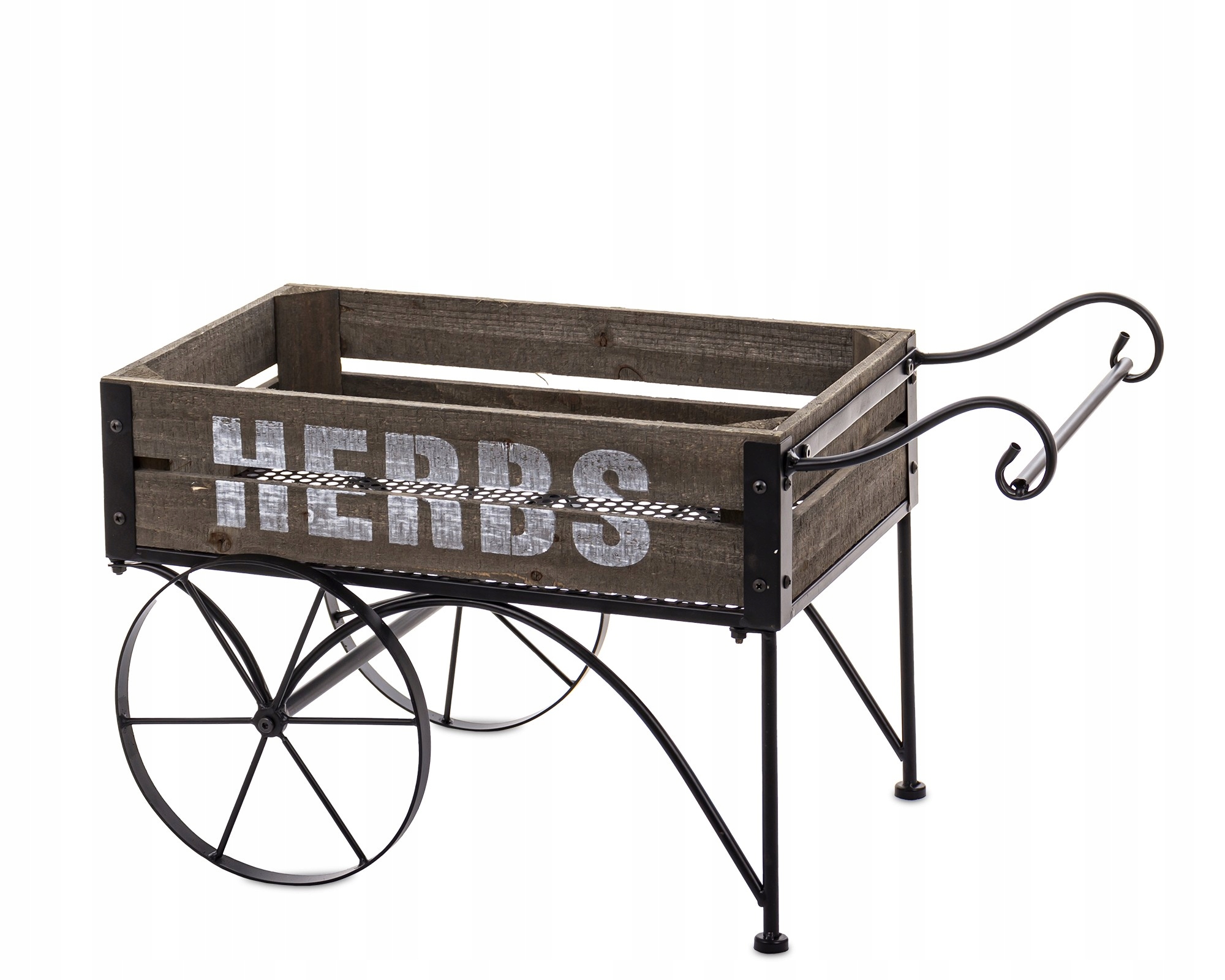 Kovový drevený držiak na kvetináč pre záhradný vozík na kvety s držiakom provence