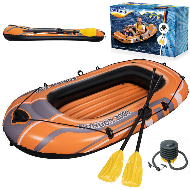 DUŻY Dmuchany Ponton BESTWAY + WIOSŁA POMPKA 2os. Uchwyty na wiosła 2