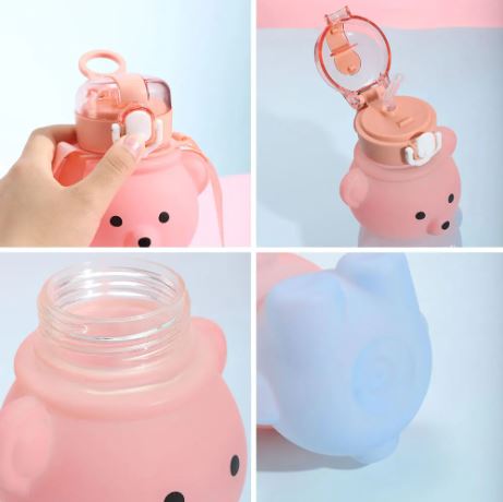 Butelka Bidon Na Wode Kubek Dla Dzieci Do Szkoły Przedszkola Miś 800ml Wiek dziecka 2 lata +