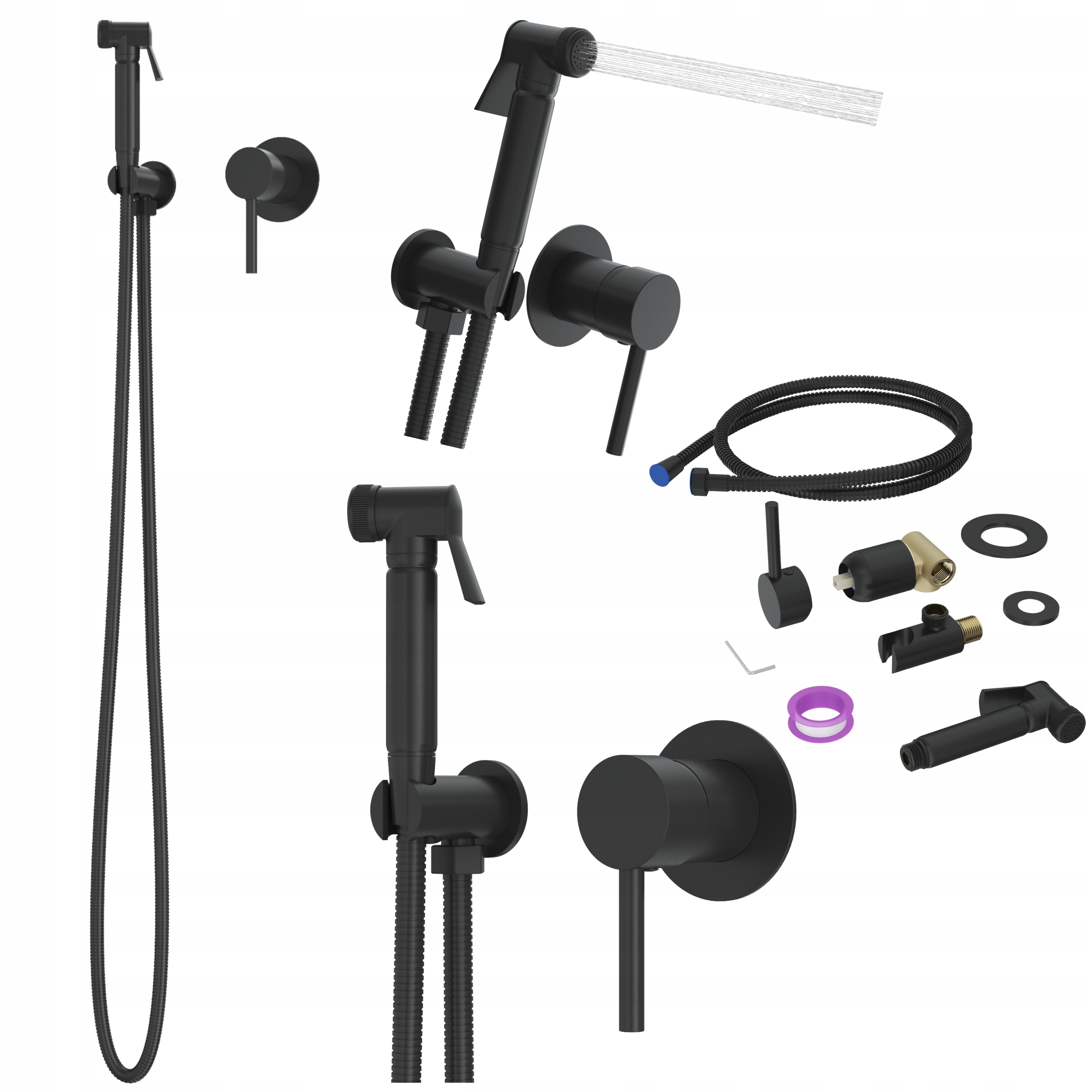 Bidetová Kúpeľňová Batéria Kivo Čierna Pod Omietku Bidetová Sprcha