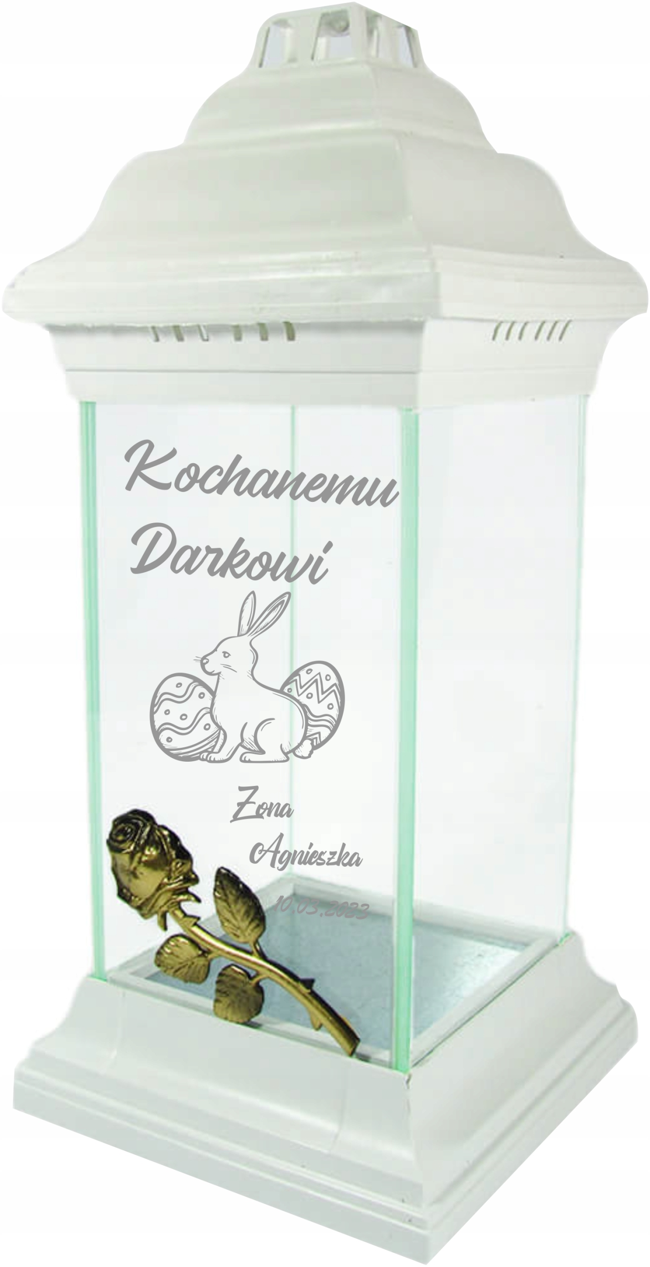 Hřbitovní Svíčka kaplička s růží pro Manžela własna Věnování