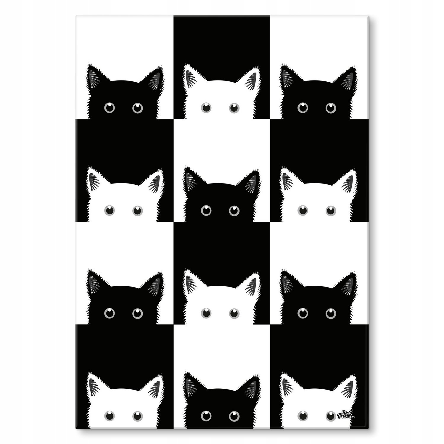 Kovový plakát Černá kočka bílá kočka Dárek 22 x 31 cm