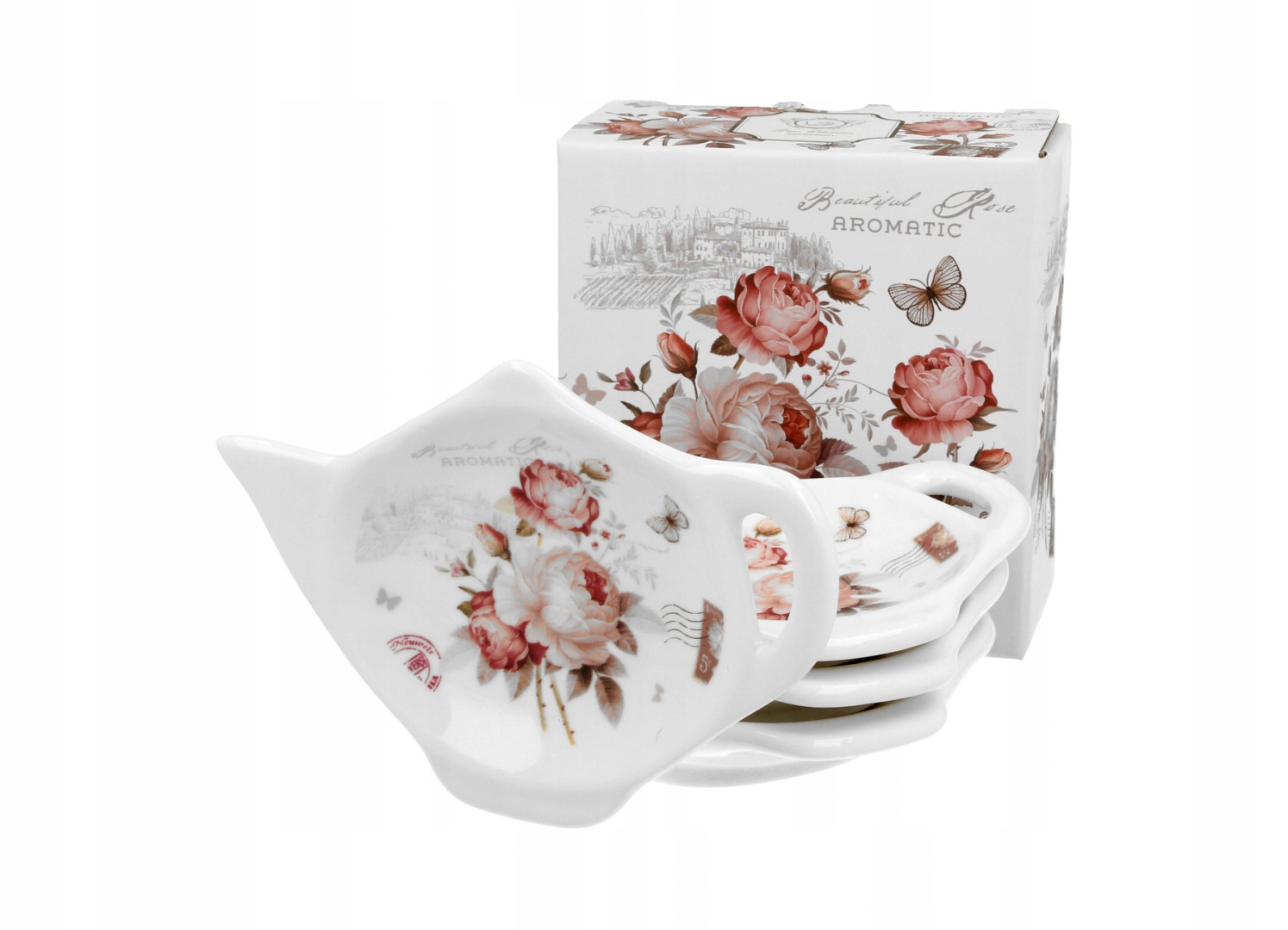 

4 podstawki podkładki pod torebkę herbaty róże