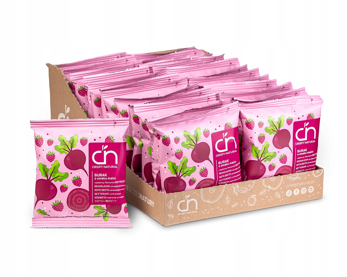 Levně Červená Řepa s malinovou příchutí 24 ks Sušená zelenina Crispy Natural