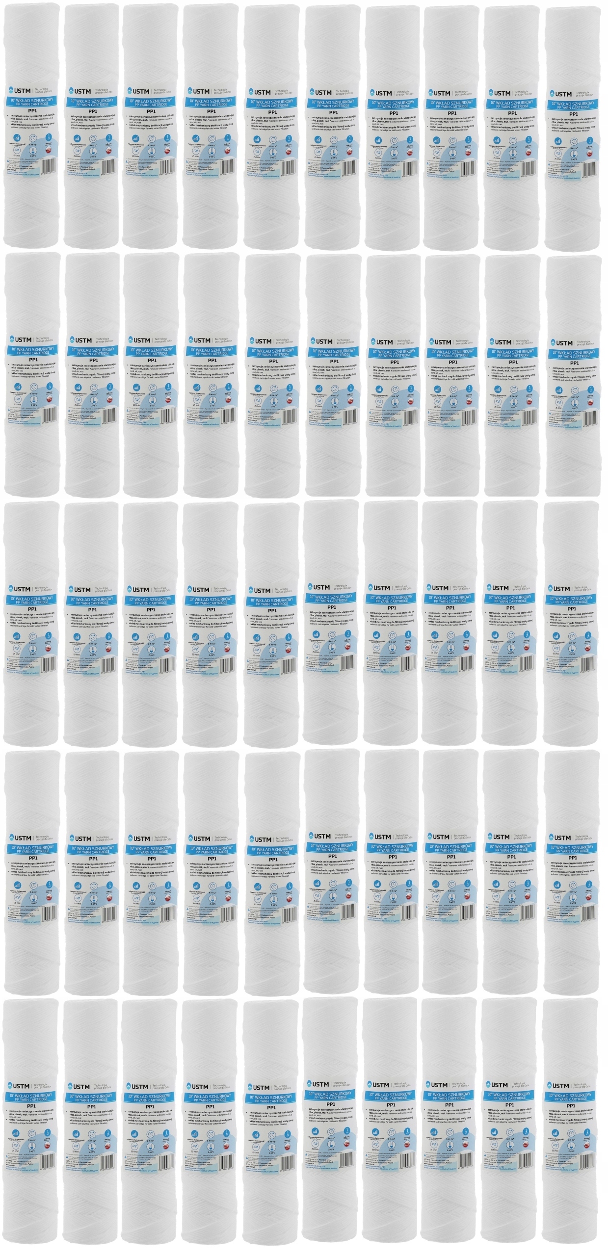50 x Filtr Na Vodu Vložka 10" Provázková Filtrační 1 Mikron PP1 Ustm