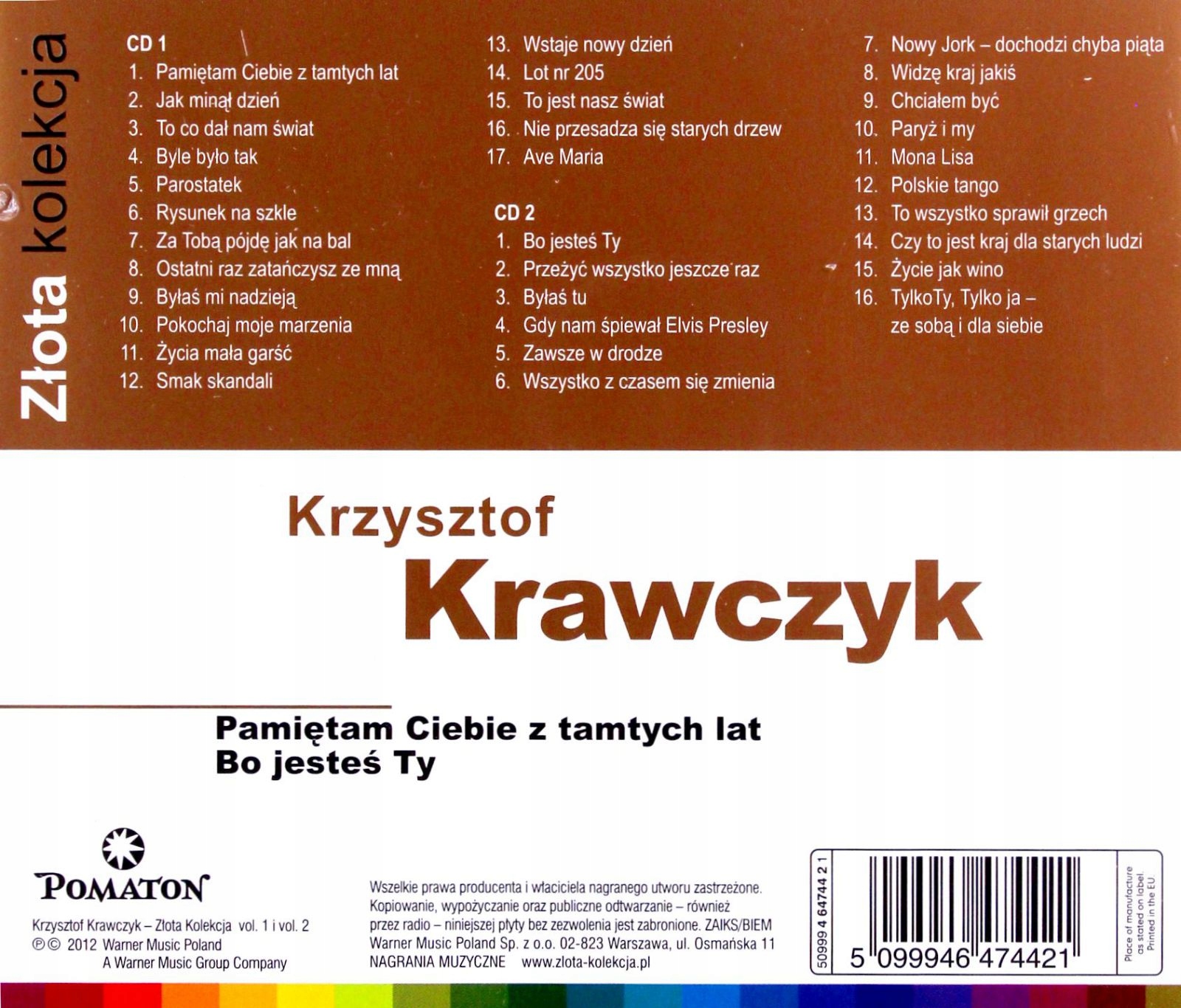 KRZYSZTOF KRAWCZYK: ZŁOTA KOLEKCJA vol. 1 + 2 [2CD Rok wydania 2012