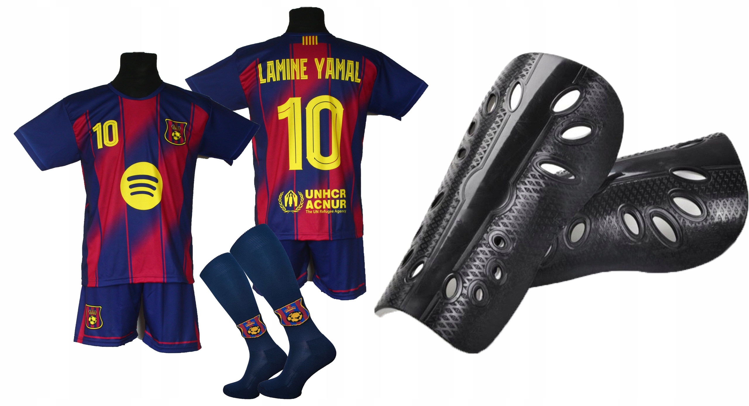 Dětské fotbalové oblečení Lamine Yamal štulpny chrániče velikost 152