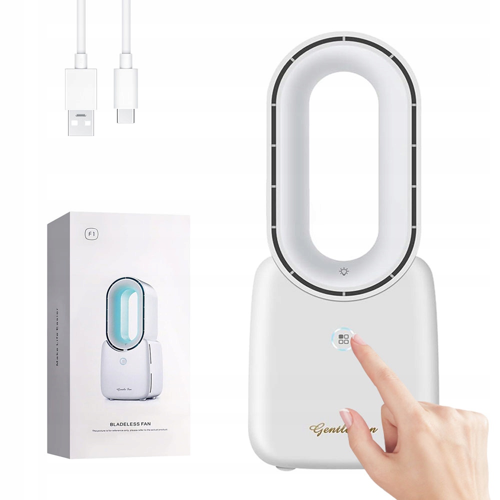 Tichý Výkonný Vertikální Ventilátor Bez Lopatek, 4 Rychlosti, Dotykové Ovládání