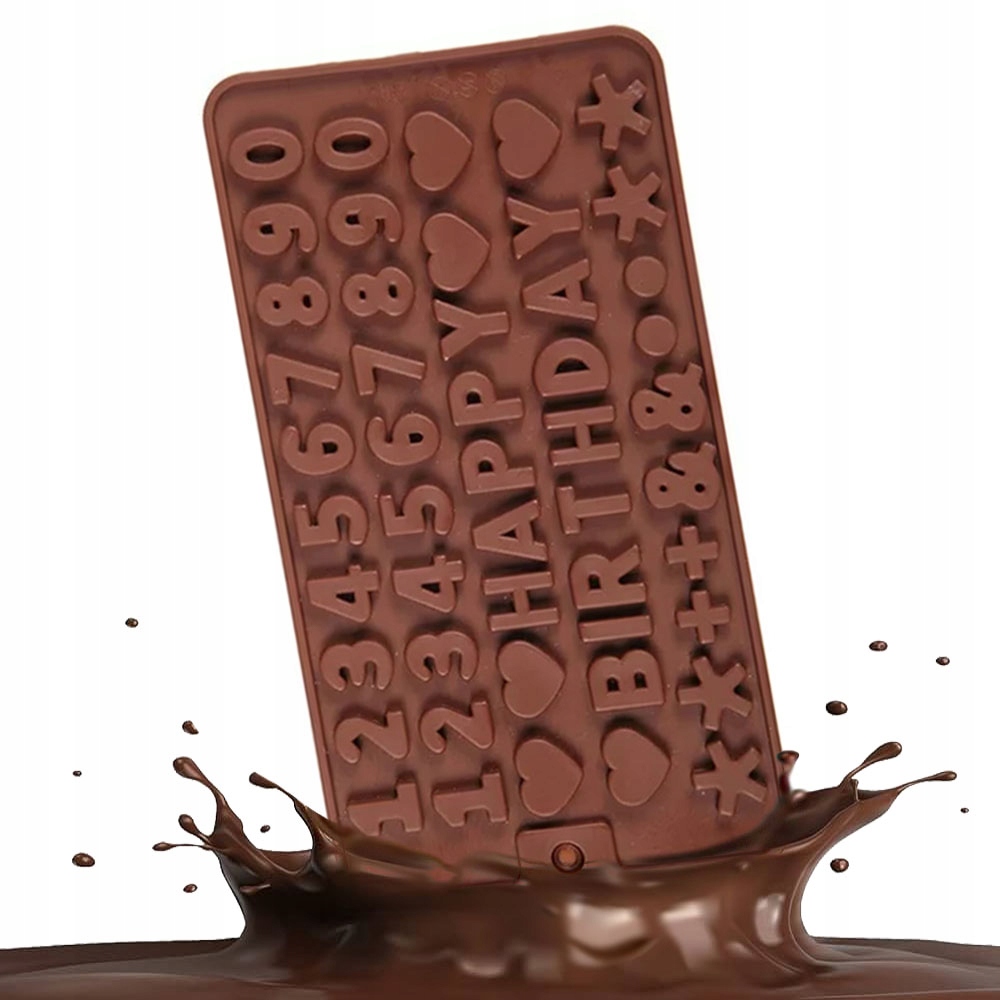 FOREMKA SILIKONOWA cyferki DO CZEKOLADY HAPPY BIRTHDAY literki ŻELKÓW MASY Marka bez marki