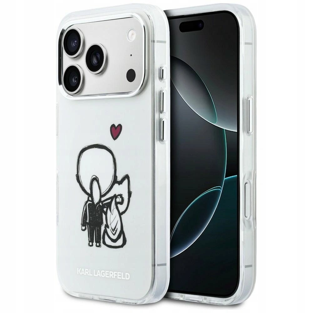 Pouzdro Karl Lagerfeld Karl & Choupette Back MagSafe pro iPhone 17 Pro průsvitné