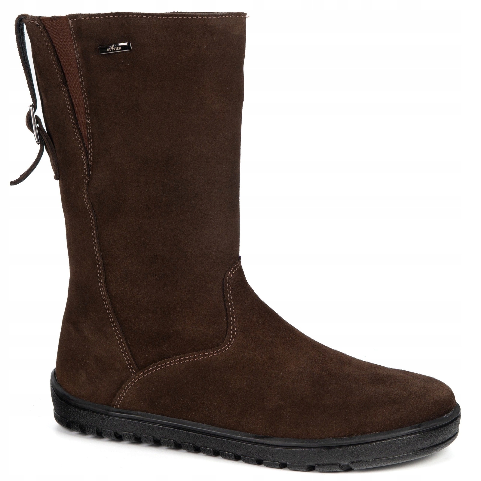 Dámské kozačky barefoot Vivian kožené do poloviny lýtka hnědé semišové 43