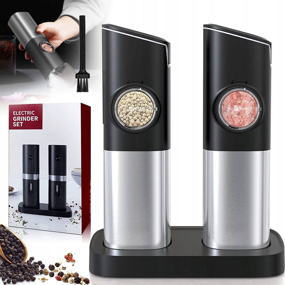 ELEKTRYCZNY MŁYNEK DO SOLI I PIEPRZU Z OŚWIETLENIEM LED, SHAKER DO PRZYPRAW