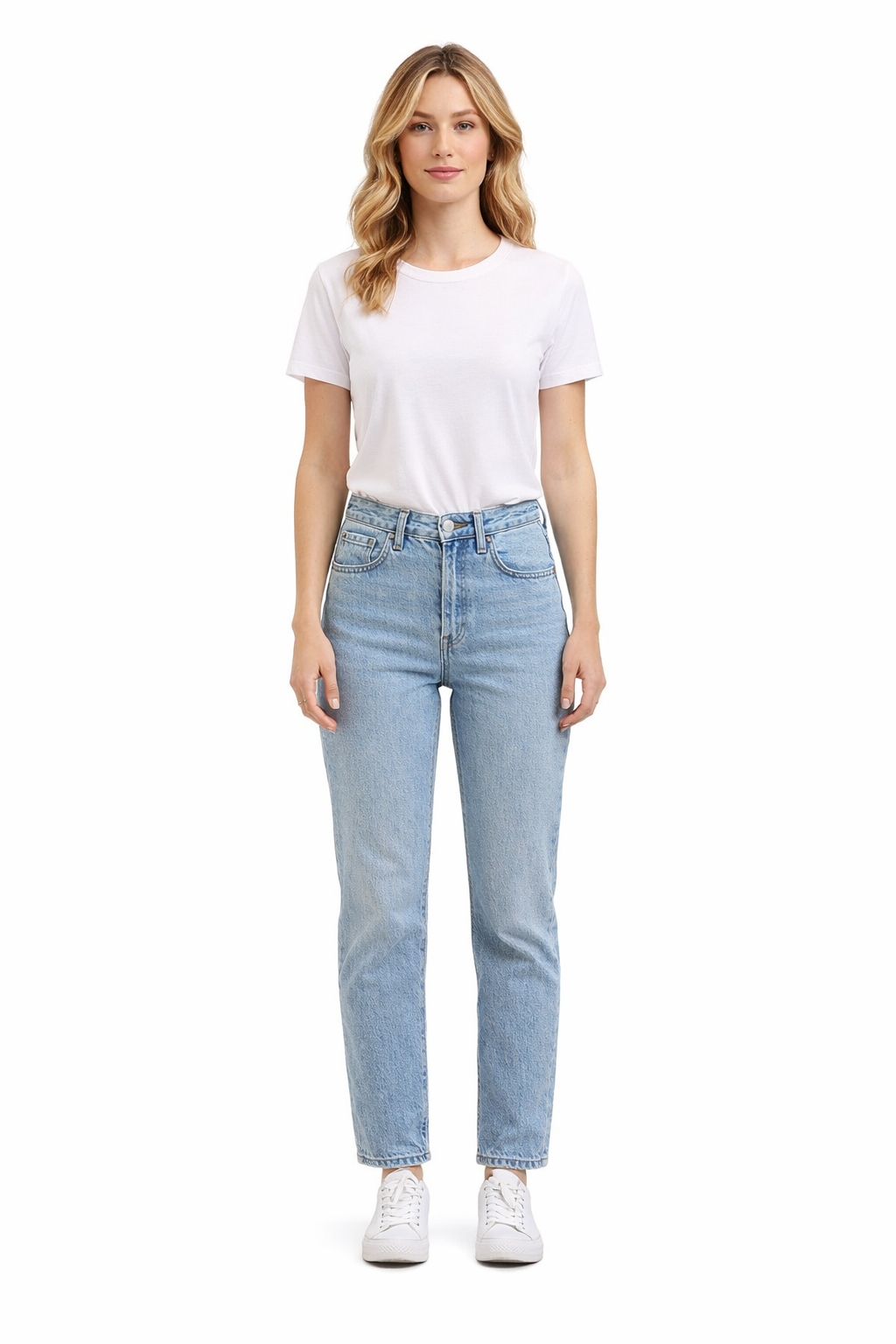 Džíny Mom Jeans Vysoký Pas S Oděrkami XL I3A