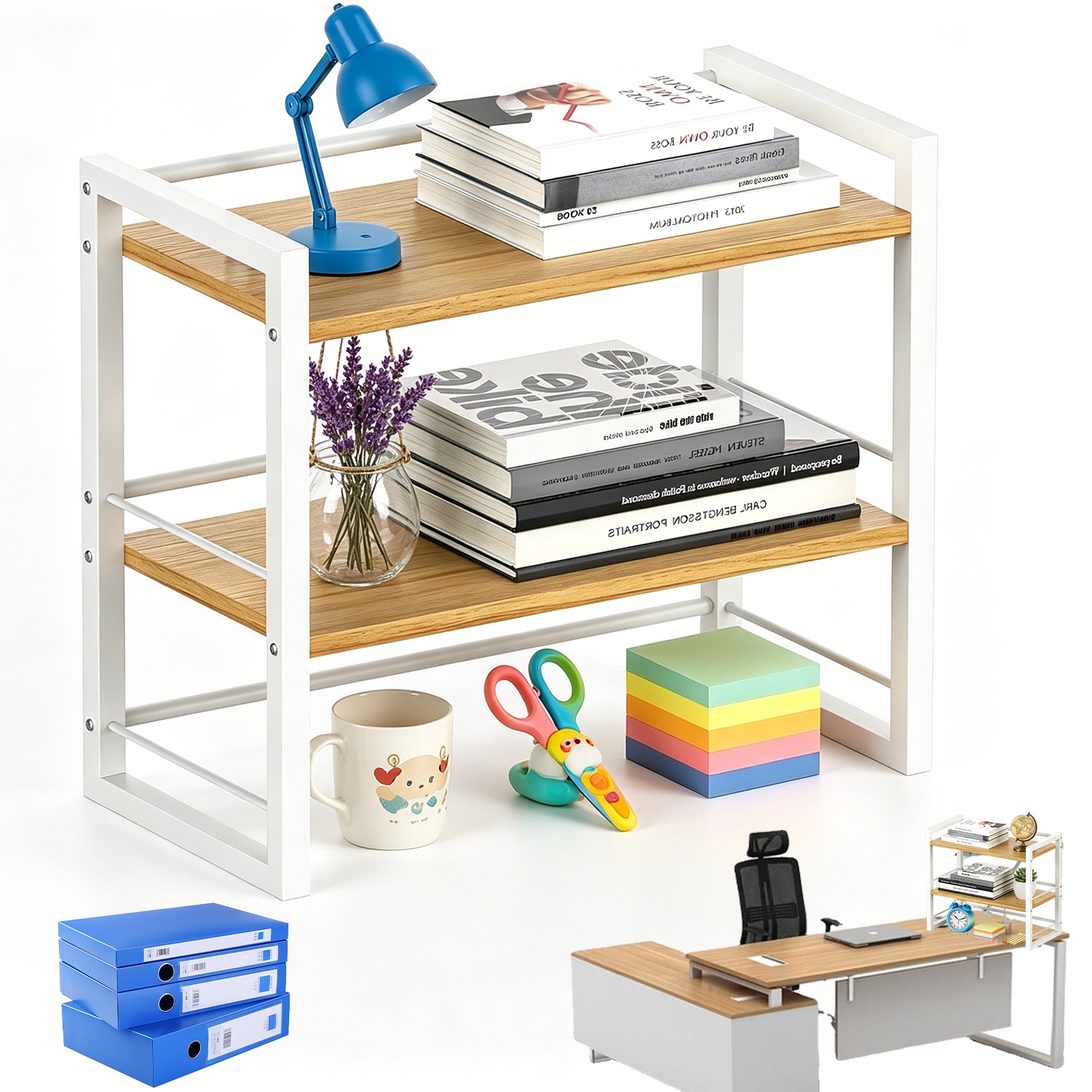 Kuchyňský Regál Na Koření Dřevěná Police Organizér Kancelářský Stojan 2 Police