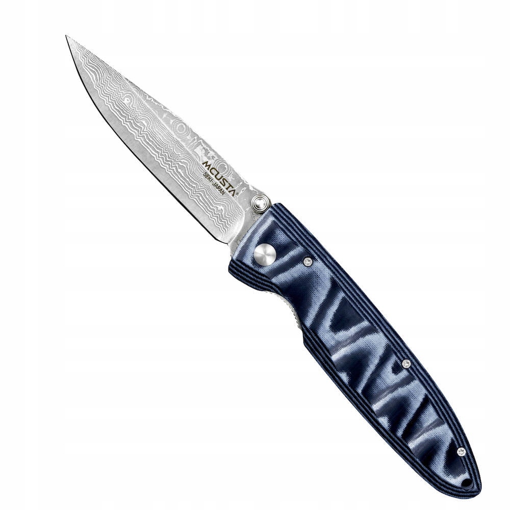 Mcusta Zanmai Classic Wave Blue Micarta Damascus Japonský Nůž 8 cm