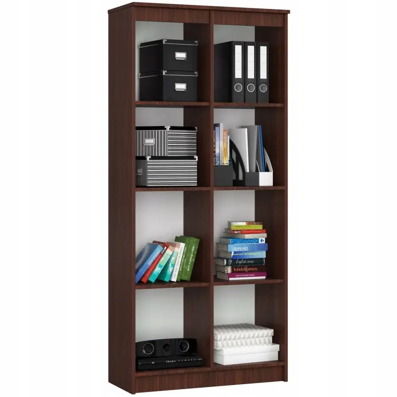 

Duży regał biurowy wenge 80 cm 8 półek matowy