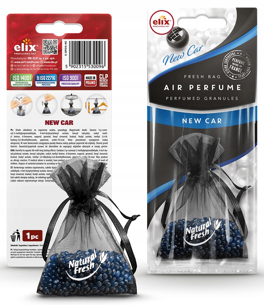 Woreczek z granulkami zapach NEW CAR ELIX do samochodu