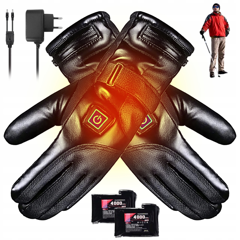 Vyhřívané Motocyklové Lyžařské Rukavice Větruodolné A Voděodolné 4 Ah