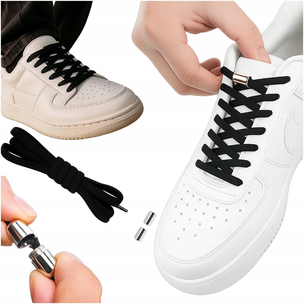 Sznurowadła Bez Wiązania ELASTYCZNE czarne sznurowki sznurowki bez wiazania