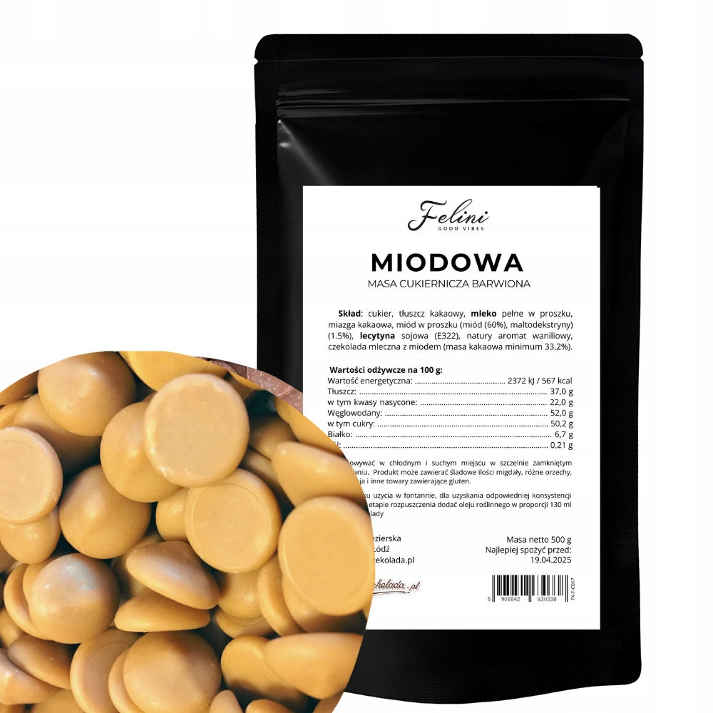 Felini čokoláda medová 33,2% 500 g