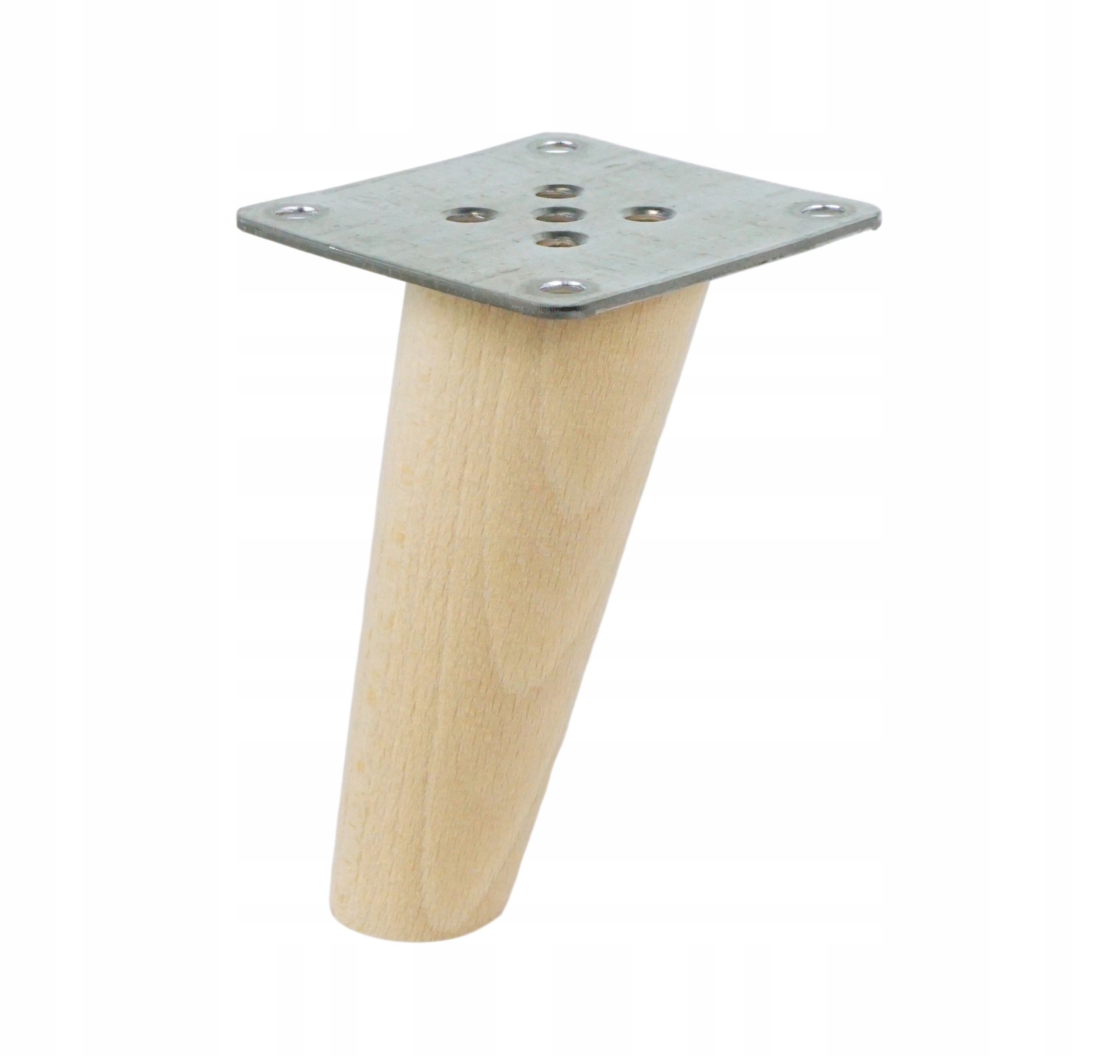 

1x noga drewniana buk skośna 10cm blacha montażowa