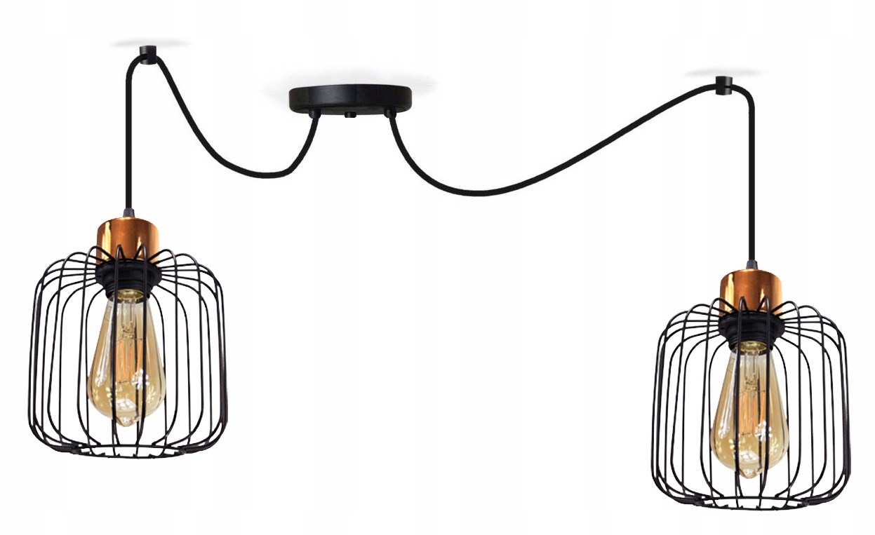 Závěsná Stropní Lampa Lustr Pavouk Ring 2 Měď