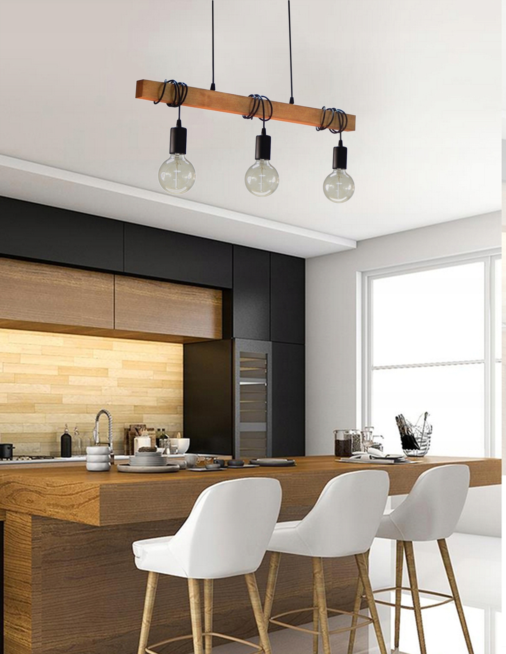 ŻYRANDOL LAMPA WISZĄCA SUFITOWA 015-3 DREWNO LED LOFT SALON STÓŁ JADALNIA Marka Adex