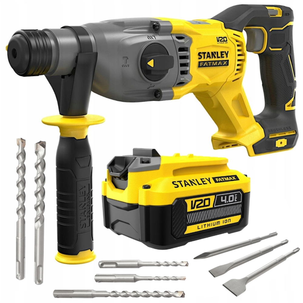 Stanley Młotowiertarka 18V Sds+ SFMCH900B udar Aku 4Ah Wiertła i dłuta