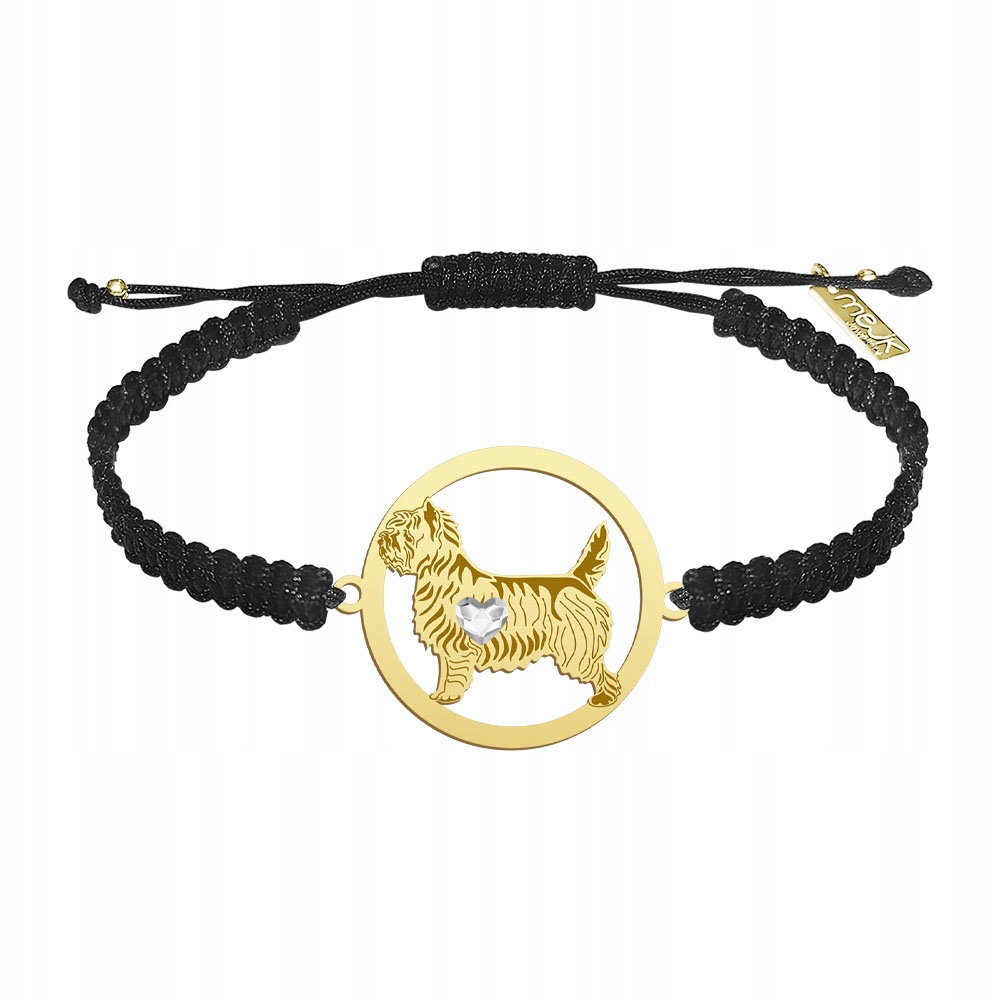 Zlatý náramek z Cairn Terrier 925 Šperky Makramé Dárek Gravírování